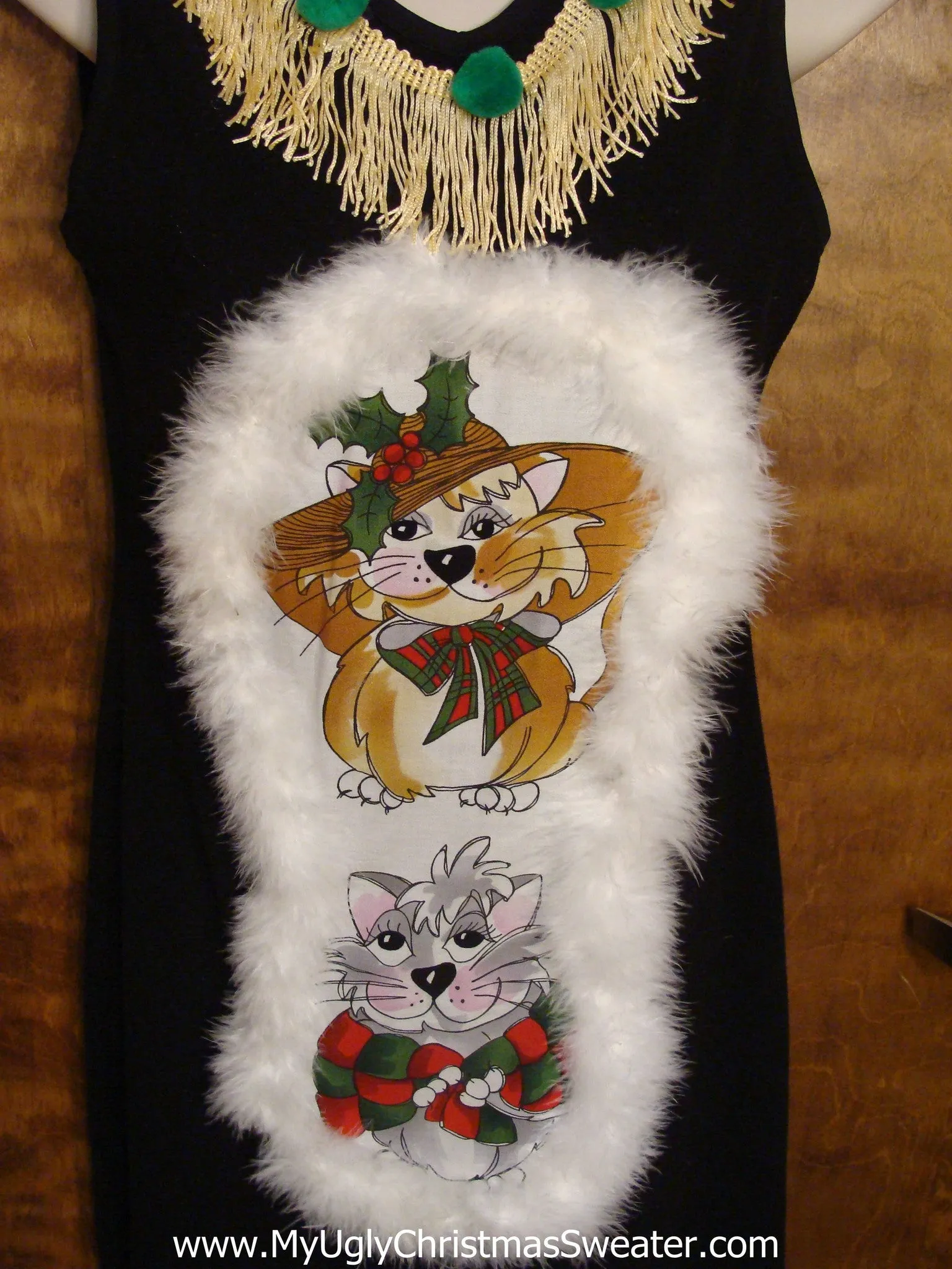 Christmas Dress with Cats and Fringe